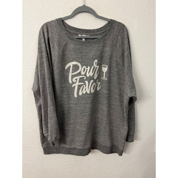 Wildfox "Pour Favor" Womens Gray Sweatshirt XL - Picture 1 of 5